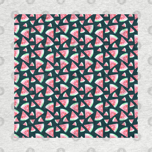 Watermelon Slices Pattern - Coral and Dark Green by Neginmf